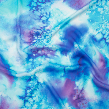 Rayon Challis - Blue, Seafoam and Purple Tie Dye - Mood Exclusive Tide and True Print