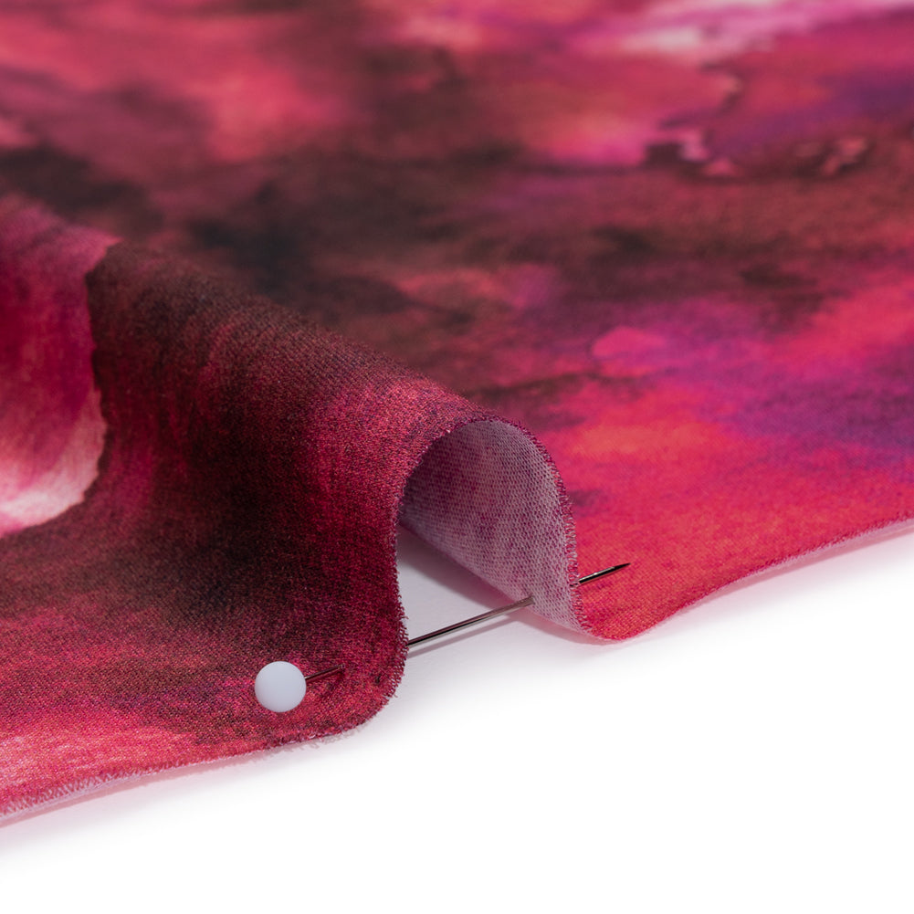 Rayon Challis - Hot Pink, Purple and Charcoal Abstract Tie Dye - Mood Exclusive Pigment Pulse Print Detail