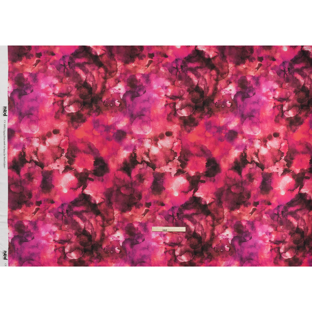 Rayon Challis - Hot Pink, Purple and Charcoal Abstract Tie Dye - Mood Exclusive Pigment Pulse Print Full