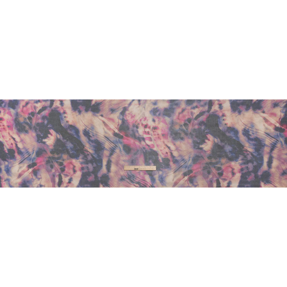 Silk Voile Print Made in Italy - Pink, Purple and Indigo Abstract - Deadstock - Full - Image 5 of 5