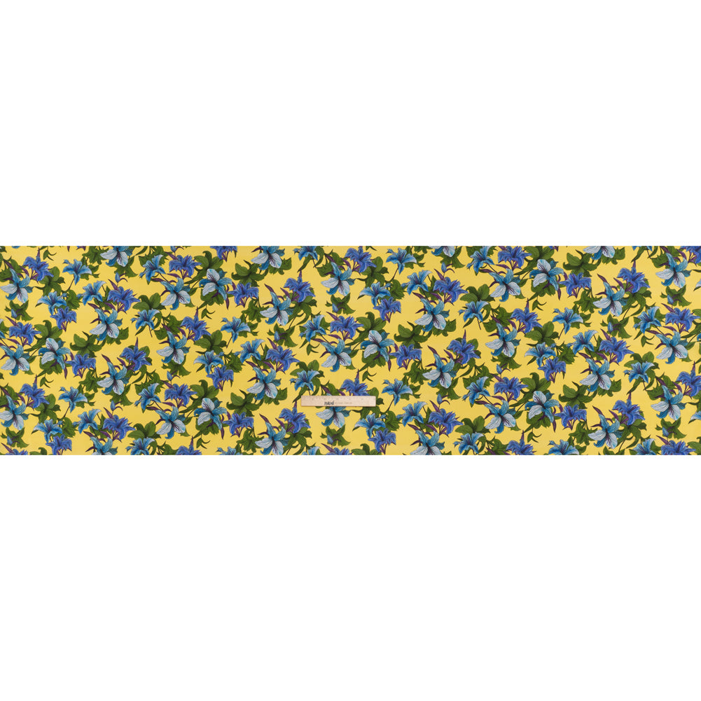 Silk Crepe de Chine Print Made in Italy - Lemon Yellow, Blue and Green Lilies - Deadstock - Full - Image 5 of 5
