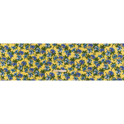Silk Crepe de Chine Print Made in Italy - Lemon Yellow, Blue and Green Lilies - Deadstock