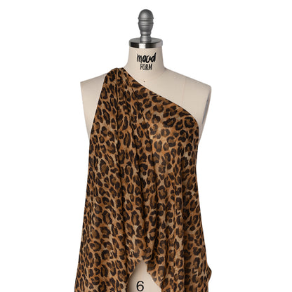 Cotton Voile Print Made in Italy - Tan and Brown Cheetah Spots - Deadstock
