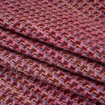 Wool Blend Tweed Twill Made in Italy - Pink, Rust Red and Purple