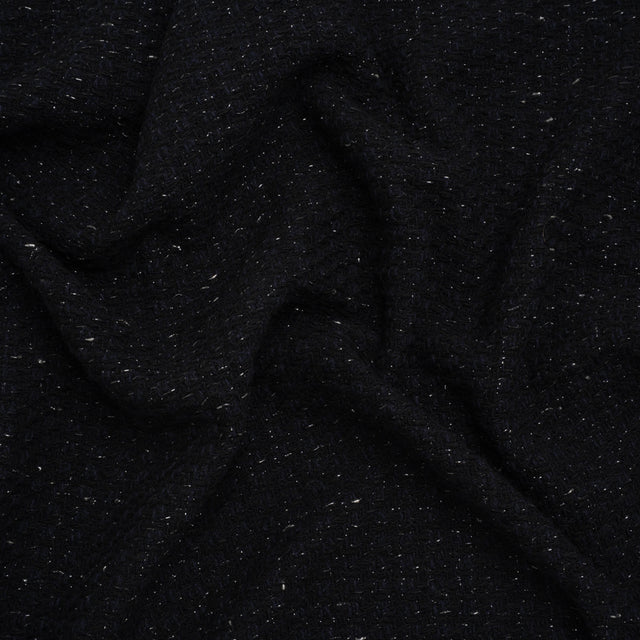 Metallic Wool Blend Tweed Made in Italy - Navy Blue and Black Heathered