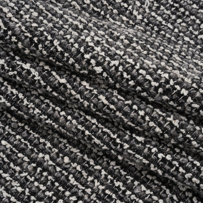 Metallic Wool Blend Boucle Coating Made in Italy - Gray, White and Silver Tweedy Stripes