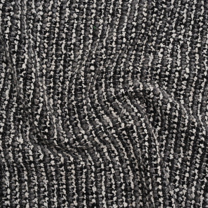 Metallic Wool Blend Boucle Coating Made in Italy - Gray, White and Silver Tweedy Stripes