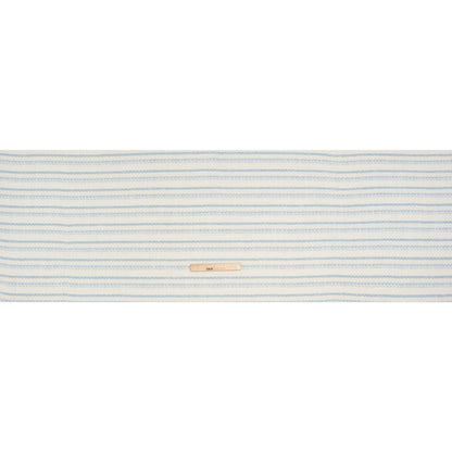 Metallic Wool Blend Loosely Woven Tweed Made in Italy - Off White, Baby Blue and Silver Stripes