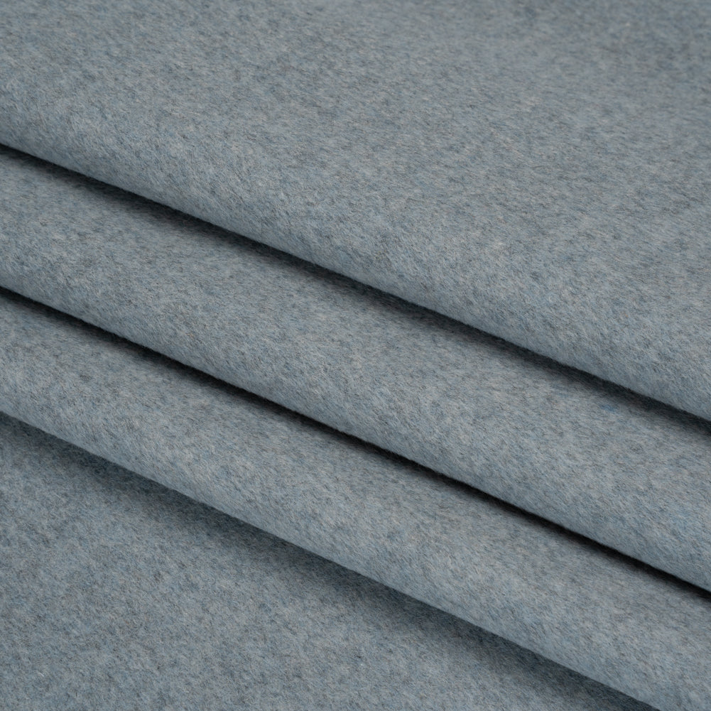 Brushed Wool Blend Coating - Heathered Blue Gray - Deadstock - Folded