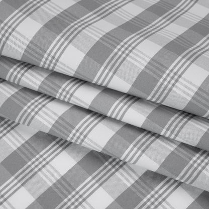 Cotton Oxford Shirting - Gray and White Plaid - Deadstock