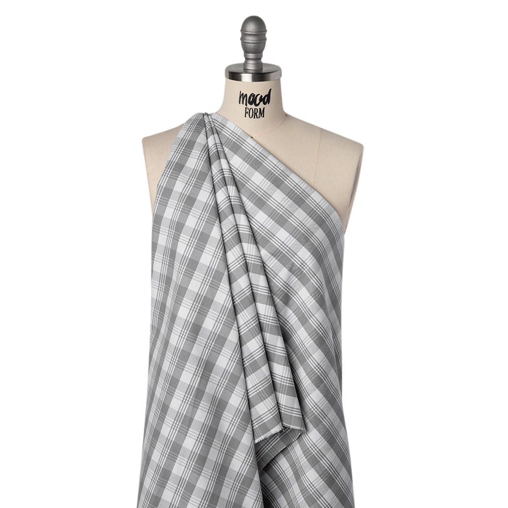 Cotton Oxford Shirting - Gray and White Plaid - Deadstock - Drape