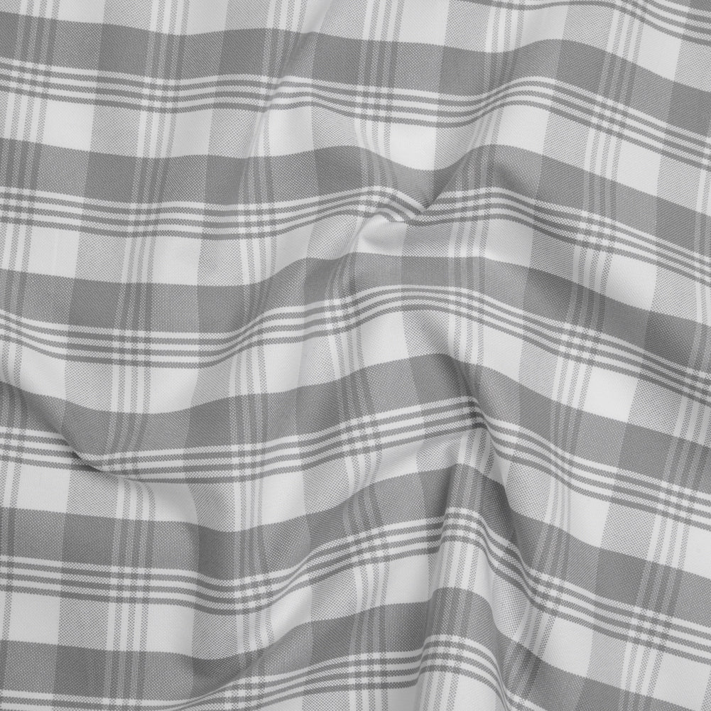Cotton Oxford Shirting - Gray and White Plaid - Deadstock