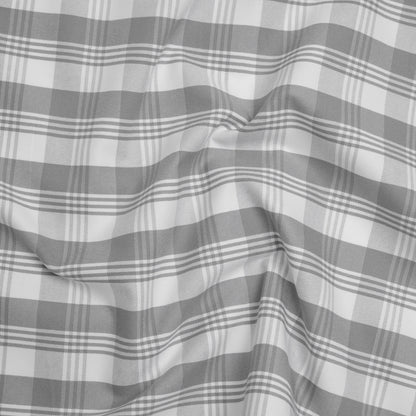 Cotton Oxford Shirting - Gray and White Plaid - Deadstock