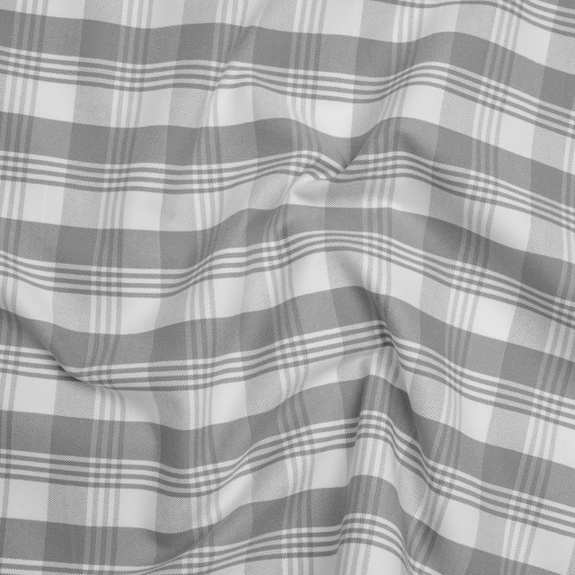 Cotton Oxford Shirting - Gray and White Plaid - Deadstock
