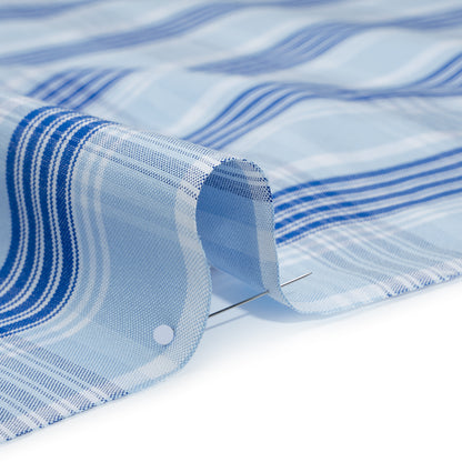 Cotton Oxford Shirting - Sky and Cobalt Blue Plaid - Deadstock Detail