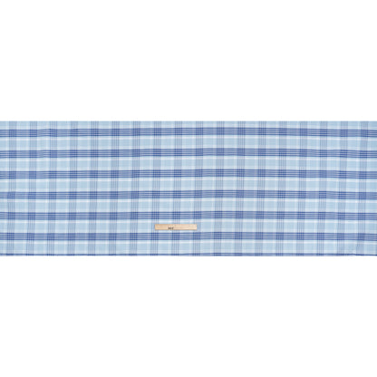 Cotton Oxford Shirting - Sky and Cobalt Blue Plaid - Deadstock Full