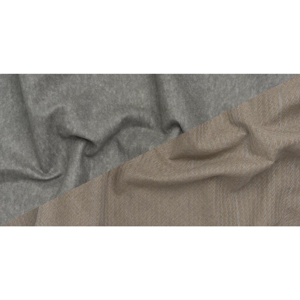 Wool Felt with Stitched Linen Burlap Backing - Heathered Gray and Oatmeal - Deadstock - Full