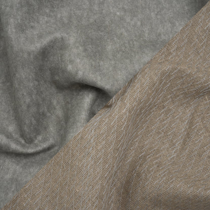 Wool Felt with Stitched Linen Burlap Backing - Heathered Gray and Oatmeal - Deadstock