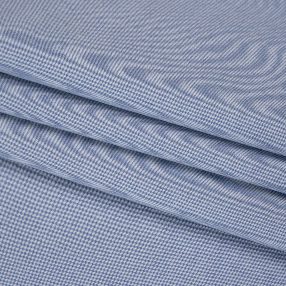 Cotton Oxford Shirting - Medium Blue - Deadstock - Folded