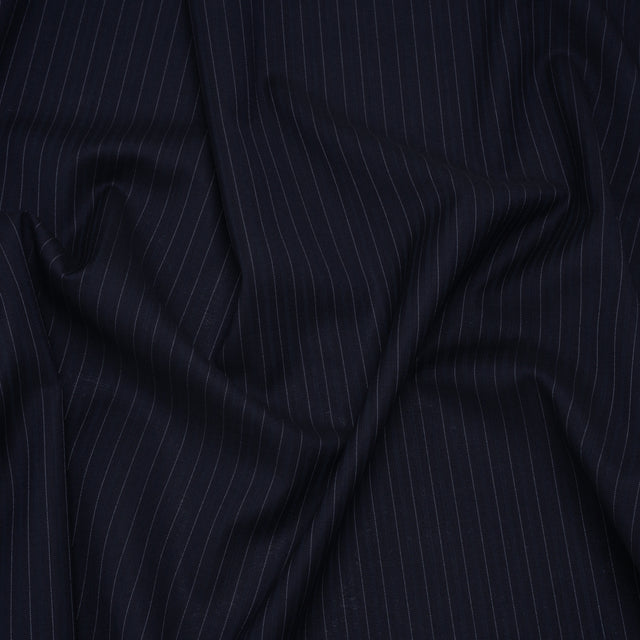 Wool Suiting Made in Italy - Navy and Pale Blue Pinstripes - Deadstock