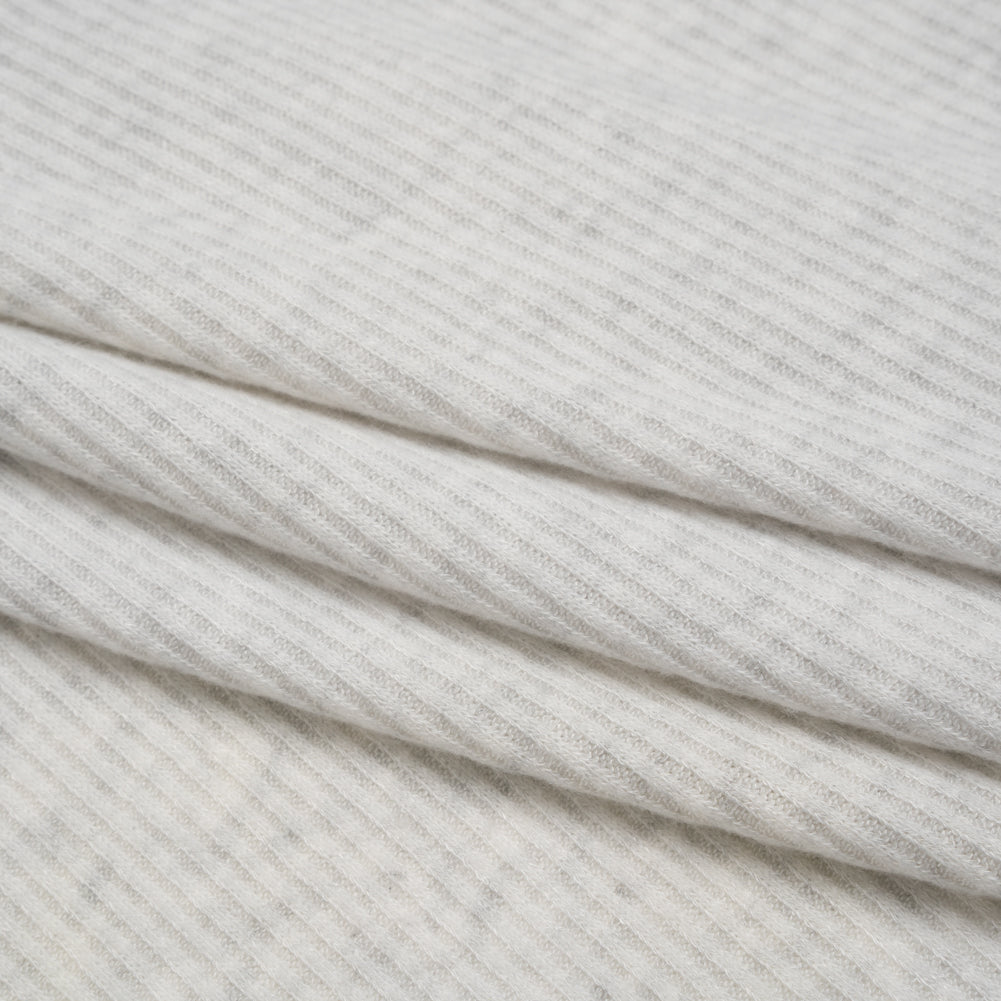 Brushed Cozy Polyester 2x2 Rib Knit - Ash Gray - Deadstock - Folded
