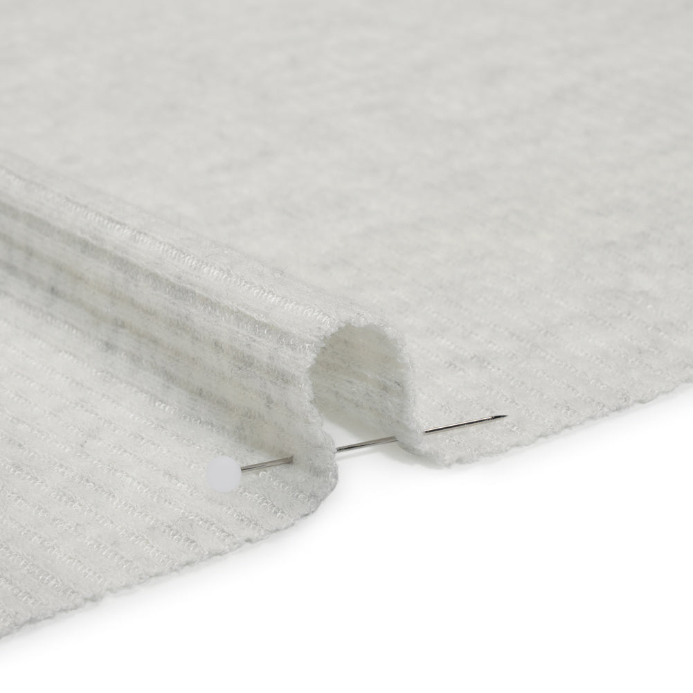 Brushed Cozy Polyester 2x2 Rib Knit - Ash Gray - Deadstock - Detail