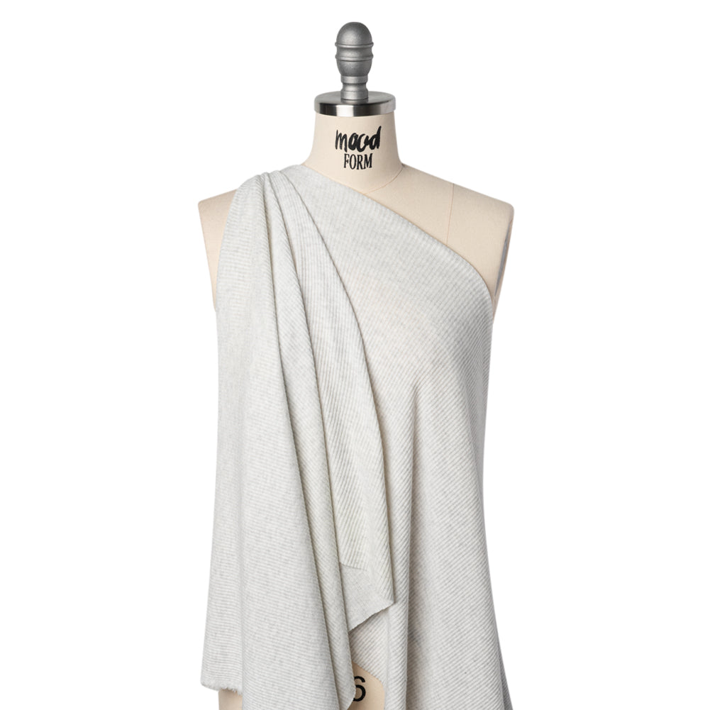 Brushed Cozy Polyester 2x2 Rib Knit - Ash Gray - Deadstock - Drape