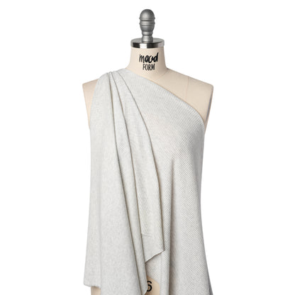 Brushed Cozy Polyester 2x2 Rib Knit - Ash Gray - Deadstock
