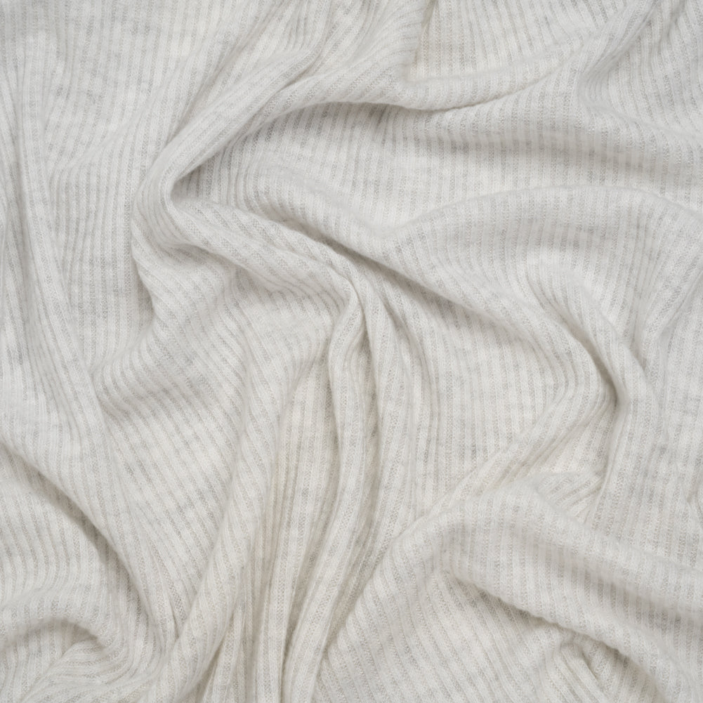 Brushed Cozy Polyester 2x2 Rib Knit - Ash Gray - Deadstock