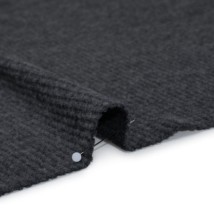 Brushed Polyester 2x2 Rib Knit - Anthracite Gray - Deadstock