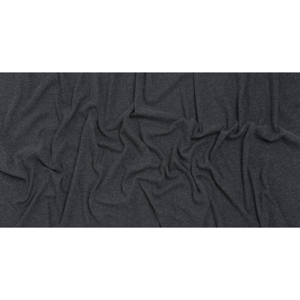 Brushed Polyester 2x2 Rib Knit - Anthracite Gray - Deadstock - Full