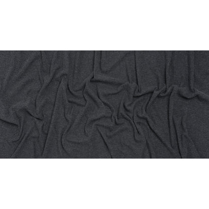Brushed Polyester 2x2 Rib Knit - Anthracite Gray - Deadstock
