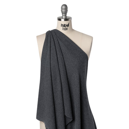 Brushed Polyester 2x2 Rib Knit - Anthracite Gray - Deadstock