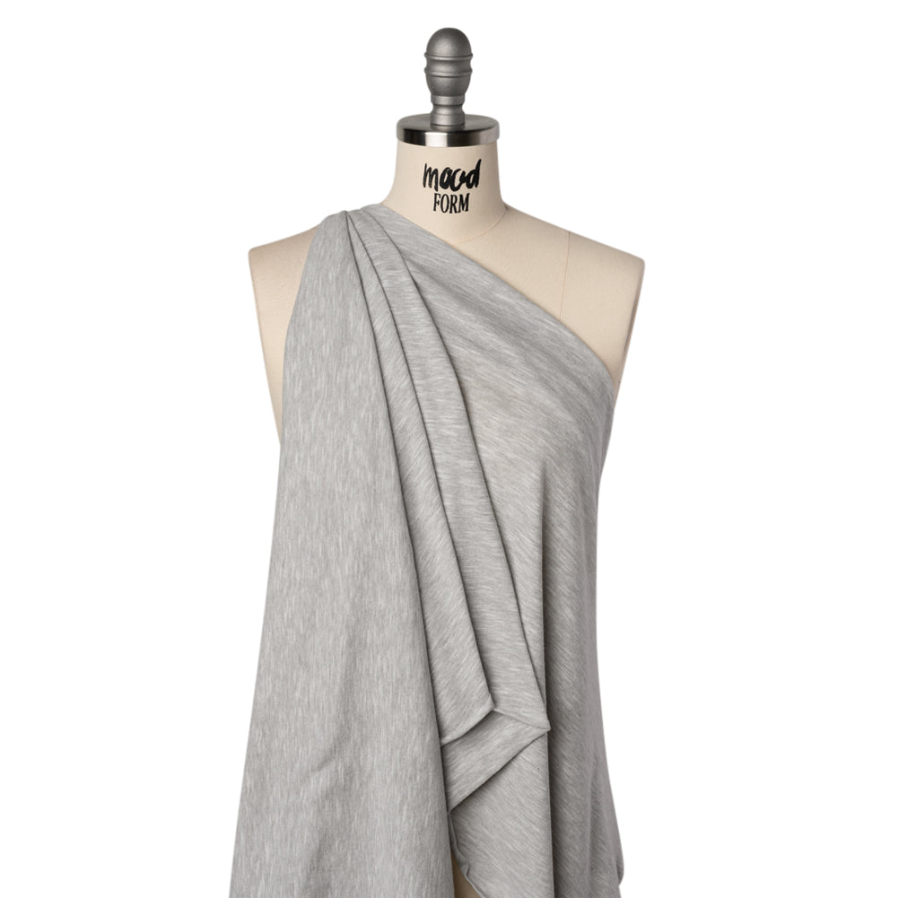 Slubbed Cotton and Polyester Jersey - Heathered Gray - Deadstock - Drape