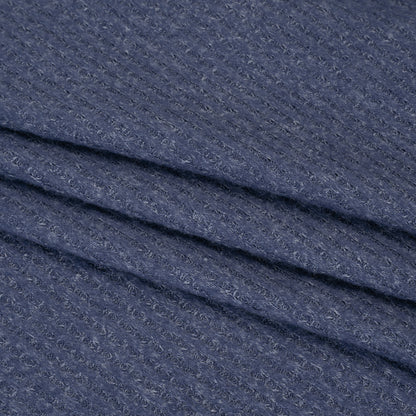 Brushed Stretch Rayon and Polyester Waffle Sweater Knit - Heathered Cadet Blue - Deadstock