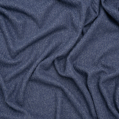 Brushed Stretch Rayon and Polyester Waffle Sweater Knit - Heathered Cadet Blue - Deadstock