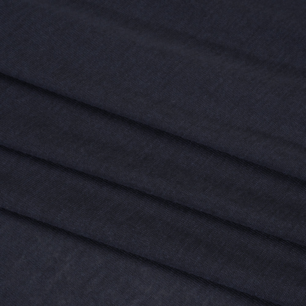 Polyester 1x1 Rib Knit - Navy Blue - Deadstock Folded
