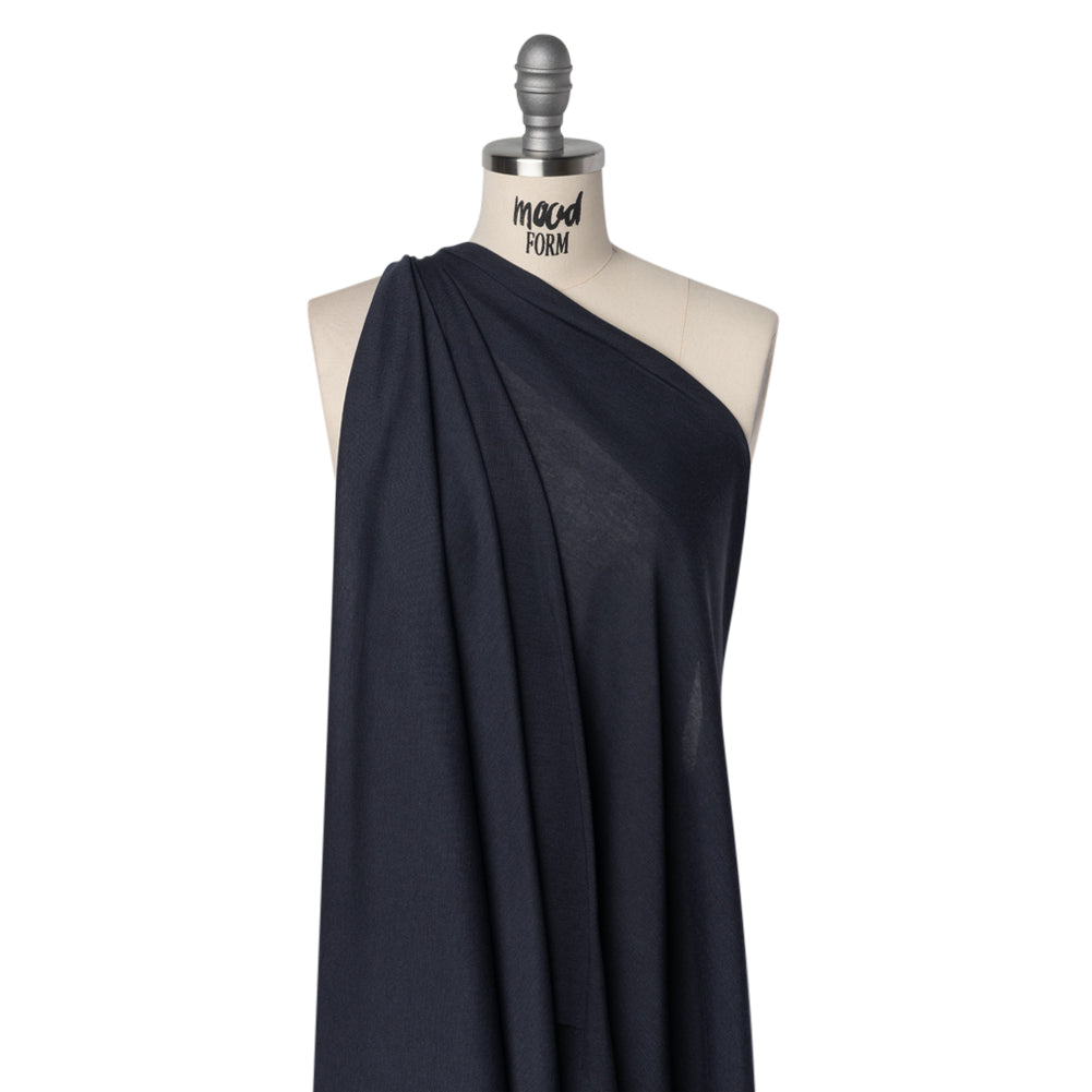 Polyester 1x1 Rib Knit - Navy Blue - Deadstock Drape