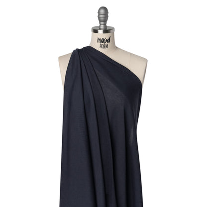 Polyester 1x1 Rib Knit - Navy Blue - Deadstock Drape