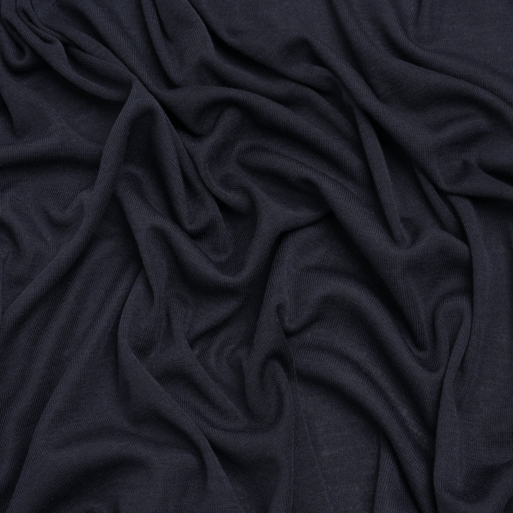 Polyester 1x1 Rib Knit - Navy Blue - Deadstock