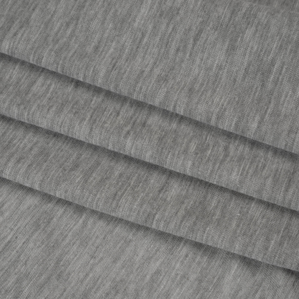 Lightweight Modal, Polyester and Cotton Jersey - Heathered Light Gray - Deadstock - Folded