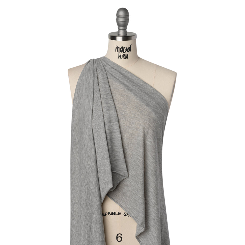 Lightweight Modal, Polyester and Cotton Jersey - Heathered Light Gray - Deadstock - Drape