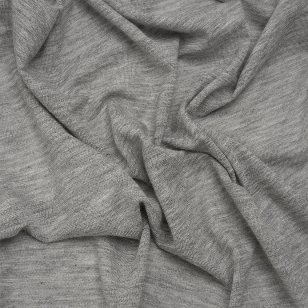 Lightweight Modal, Polyester and Cotton Jersey - Heathered Light Gray - Deadstock