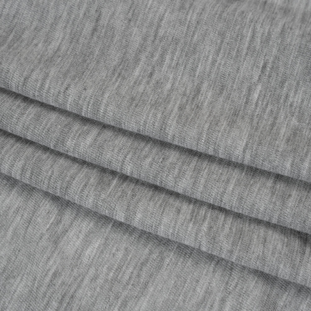 Lightweight Modal, Polyester and Cotton Jersey - Heathered Gray - Deadstock Folded