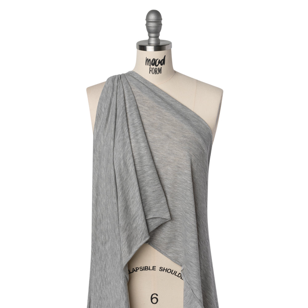 Lightweight Modal, Polyester and Cotton Jersey - Heathered Gray - Deadstock Drape