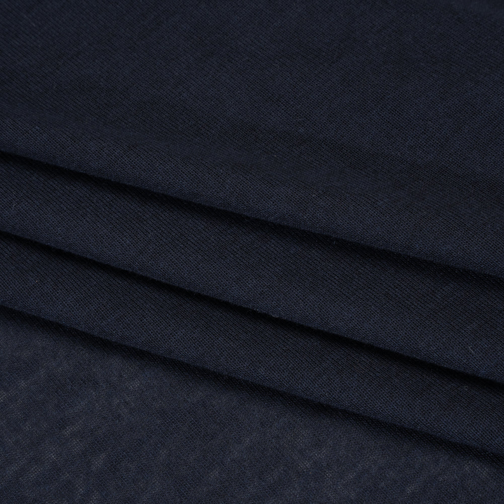 Lightweight Polyester 1x1 Rib Knit - Navy Blue - Deadstock Folded