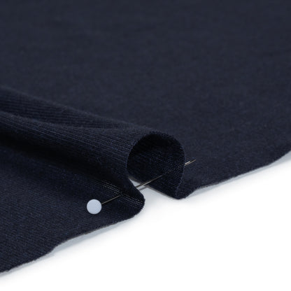 Lightweight Polyester 1x1 Rib Knit - Navy Blue - Deadstock Detail