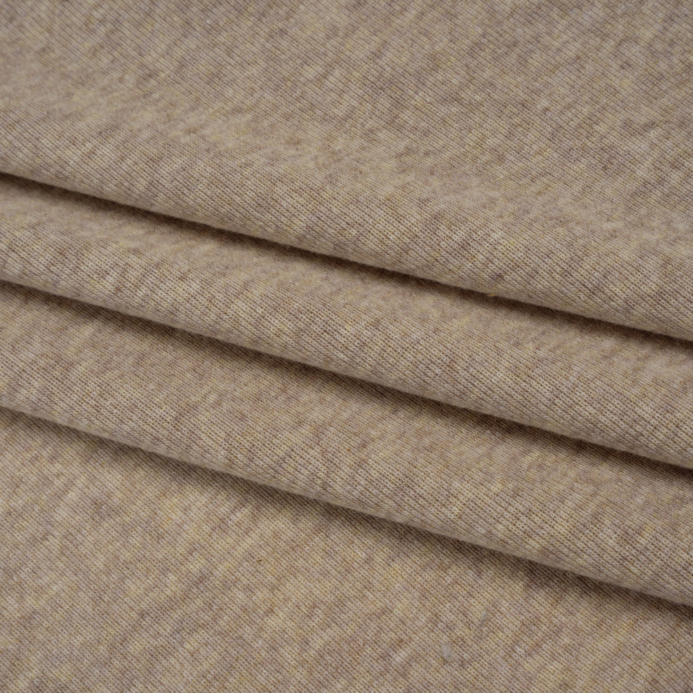 Lightweight Polyester 1x1 Rib Knit - Oatmeal - Deadstock - Folded