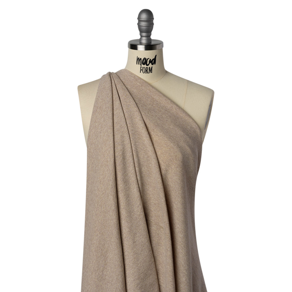 Lightweight Polyester 1x1 Rib Knit - Oatmeal - Deadstock - Drape