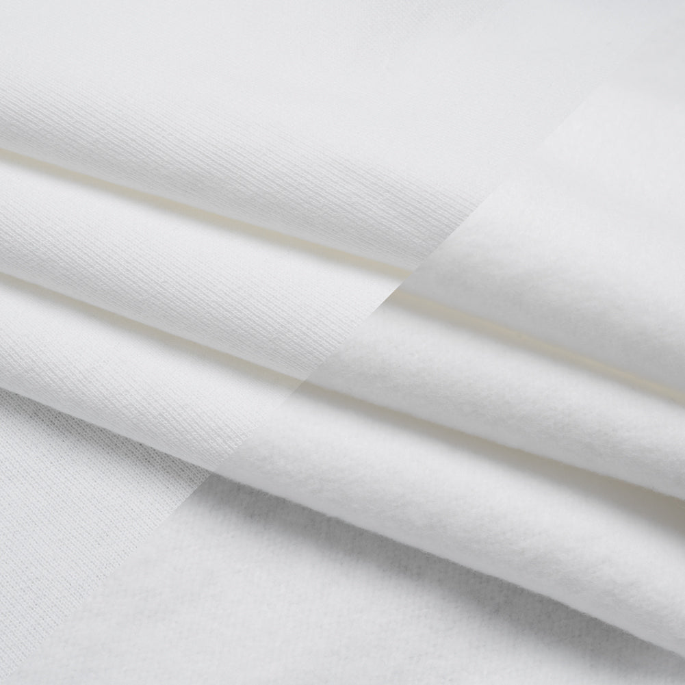 Cotton Brushed French Terry Sweatshirt Fleece - White - Deadstock - Folded